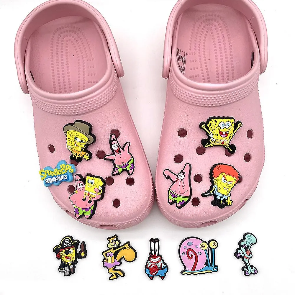 12 Pcs Bob Esponja Tema cuadrado Crocs Zapatos Charms Zapatos Decoración Charms Para zueco Sandalias Zapatos Accesorios Regalos