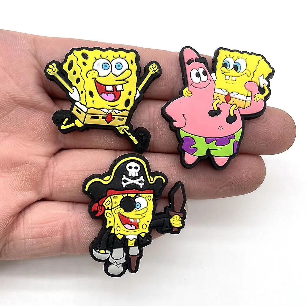 12 Pcs Bob Esponja Tema cuadrado Crocs Zapatos Charms Zapatos Decoración Charms Para zueco Sandalias Zapatos Accesorios Regalos