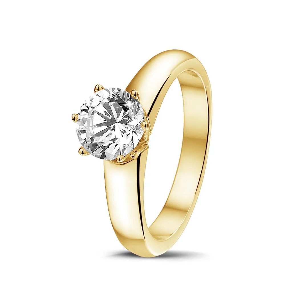 1.25 quilates anillo solitario diamante con 6 grapas en oro amarillo 