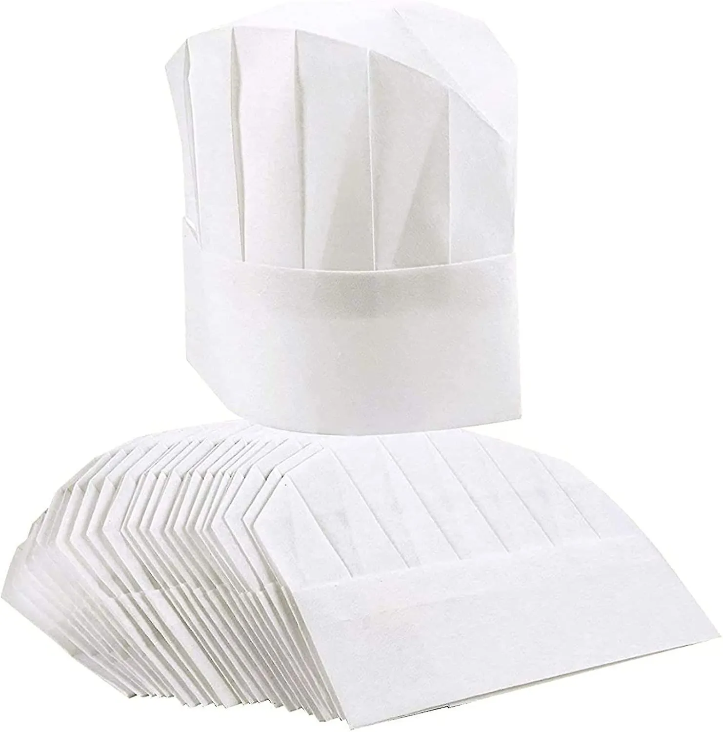 20 Pack Sombreros de Chef de Papel para Niños, Adultos, Ajustable Blanco Cocina Toque Cap Bulk Set