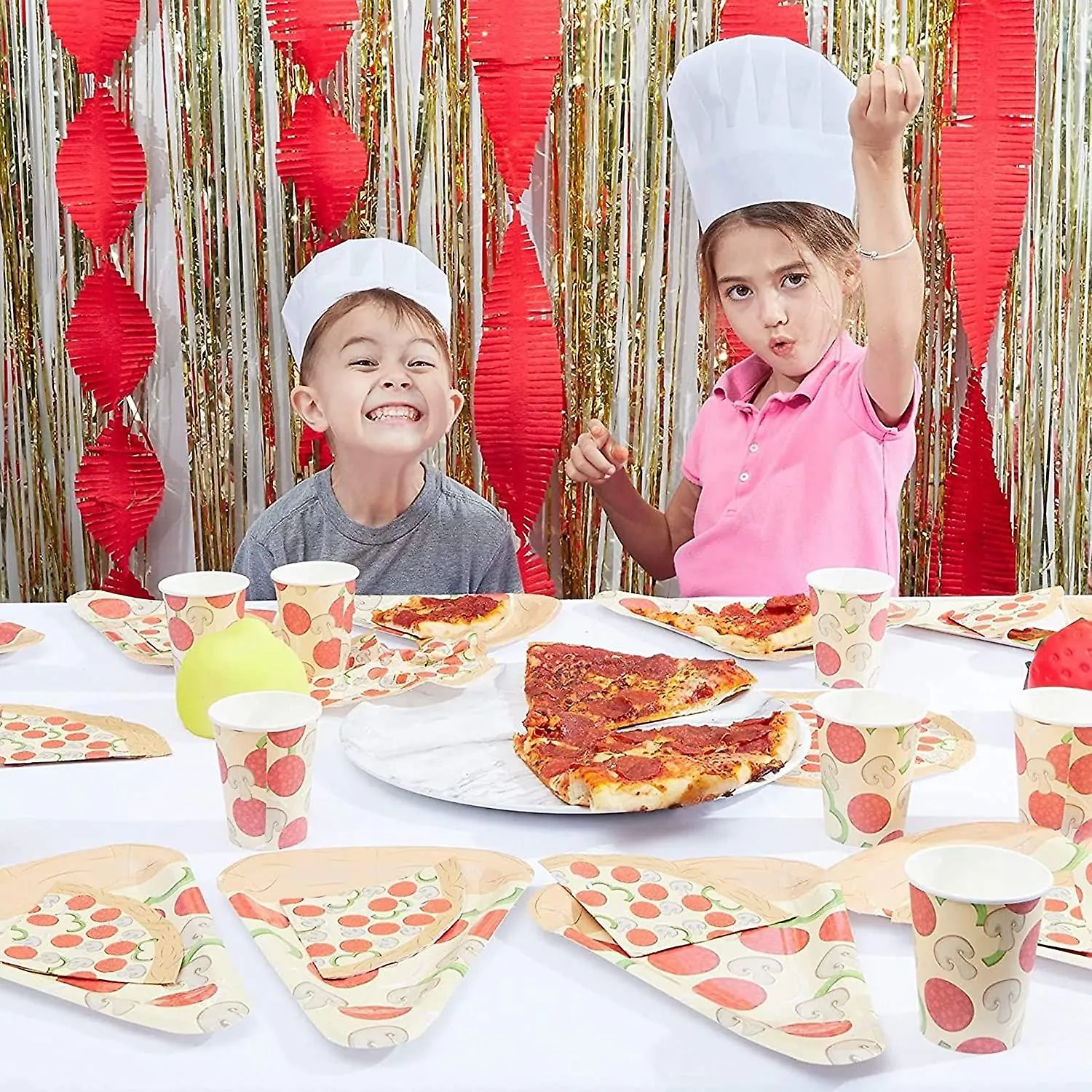 20 Pack Sombreros de Chef de Papel para Niños, Adultos, Ajustable Blanco Cocina Toque Cap Bulk Set