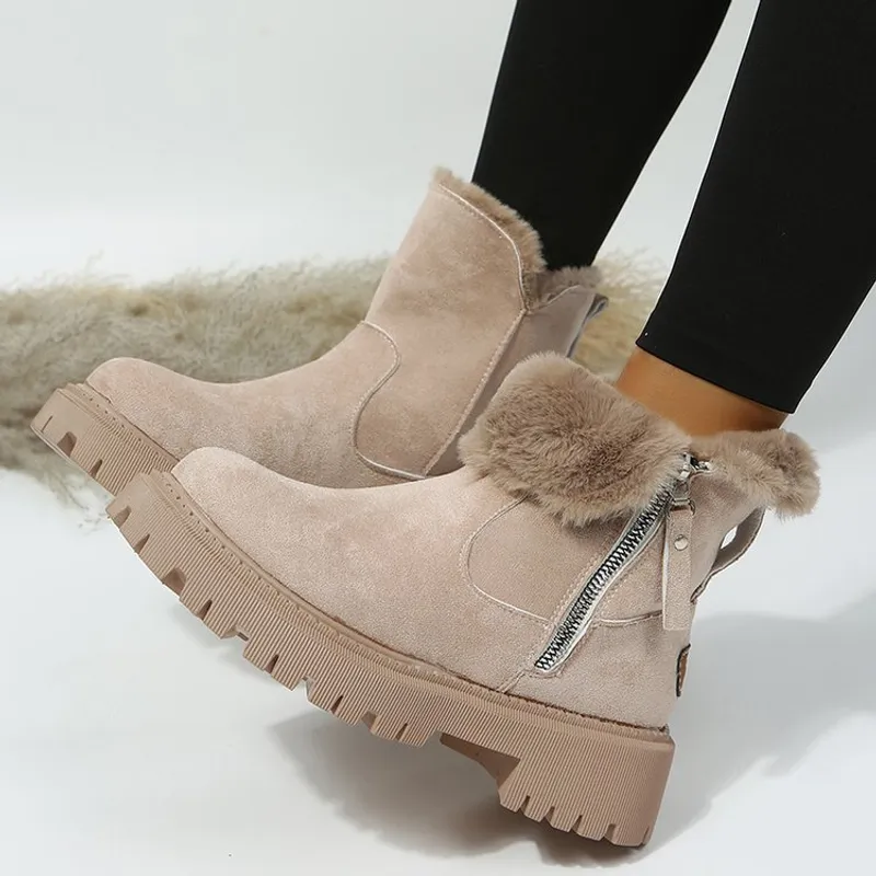 2024 zapatos de diseño botas para hombres zapatos de lluvia de invierno botas peludas peludas de piel gruesas zapatos antidesliz