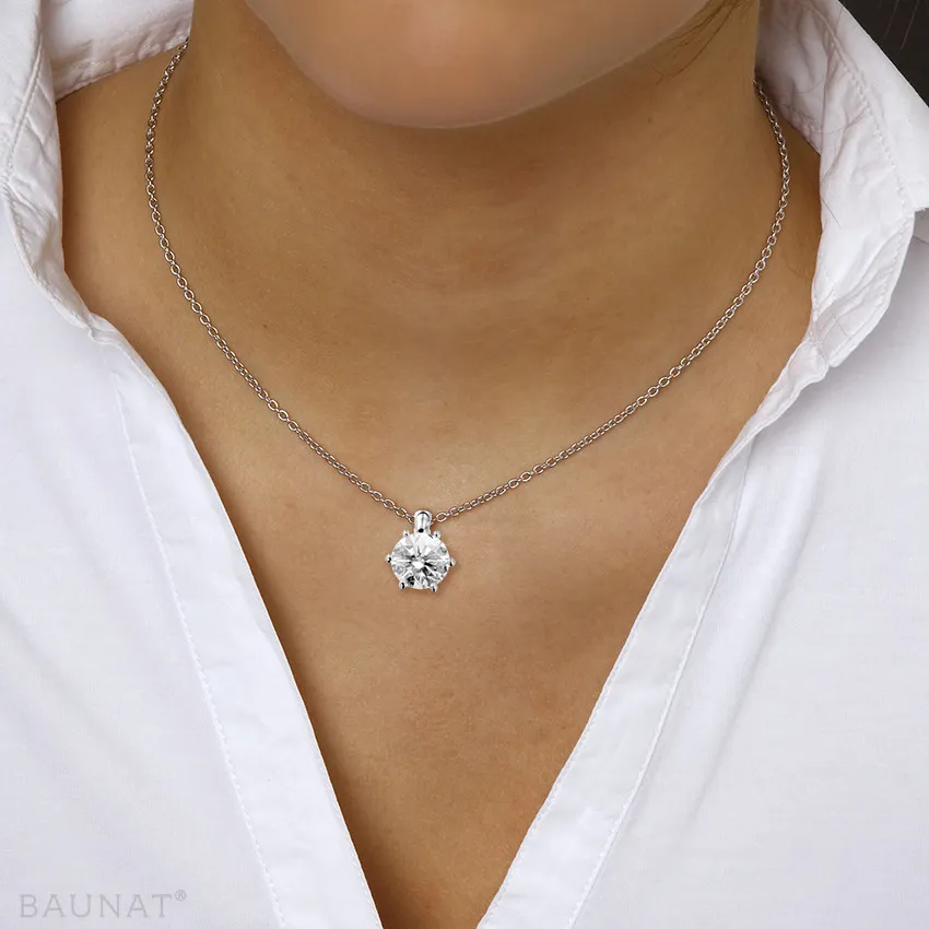 3.00 quilates colgante solitario en oro blanco con diamante redondo 