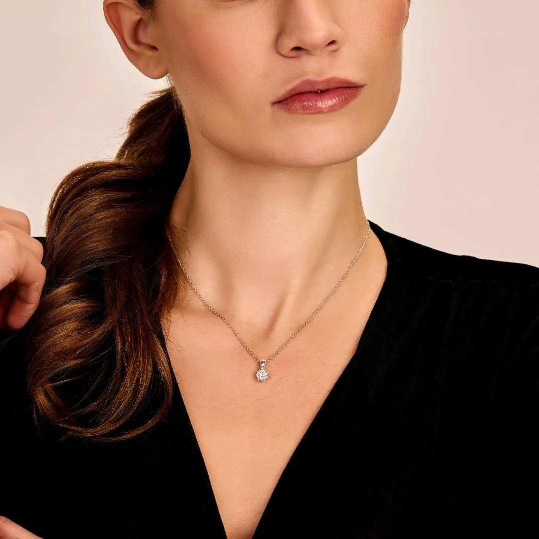 3.00 quilates colgante solitario en oro blanco con diamante redondo 