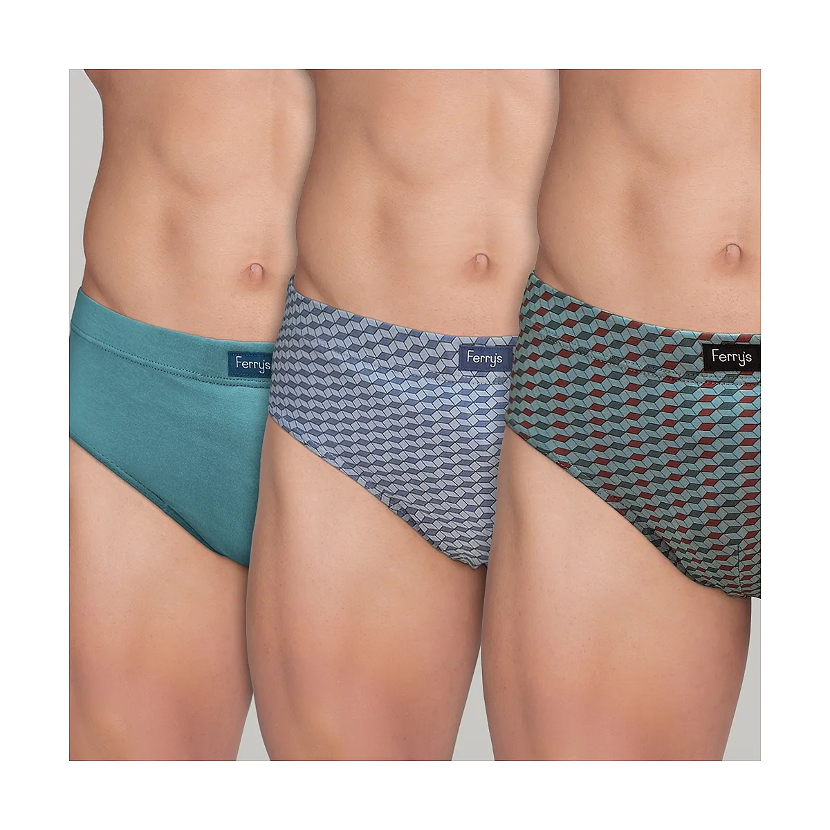 440 PACK 3 SLIPS CERRADOS ESTAMPADOS CUBOS