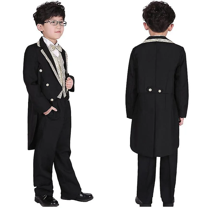 5Pcs Traje De Niño Esmoquin Blazer Chaleco Conjunto De Pajarita Trajes Formales De Niños Para Fiesta De Bodas SHznv