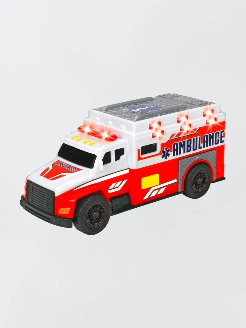 AMBULANCIA DICKIE TOYS CON SONIDO Y LUZ  ROJO/BLANCO