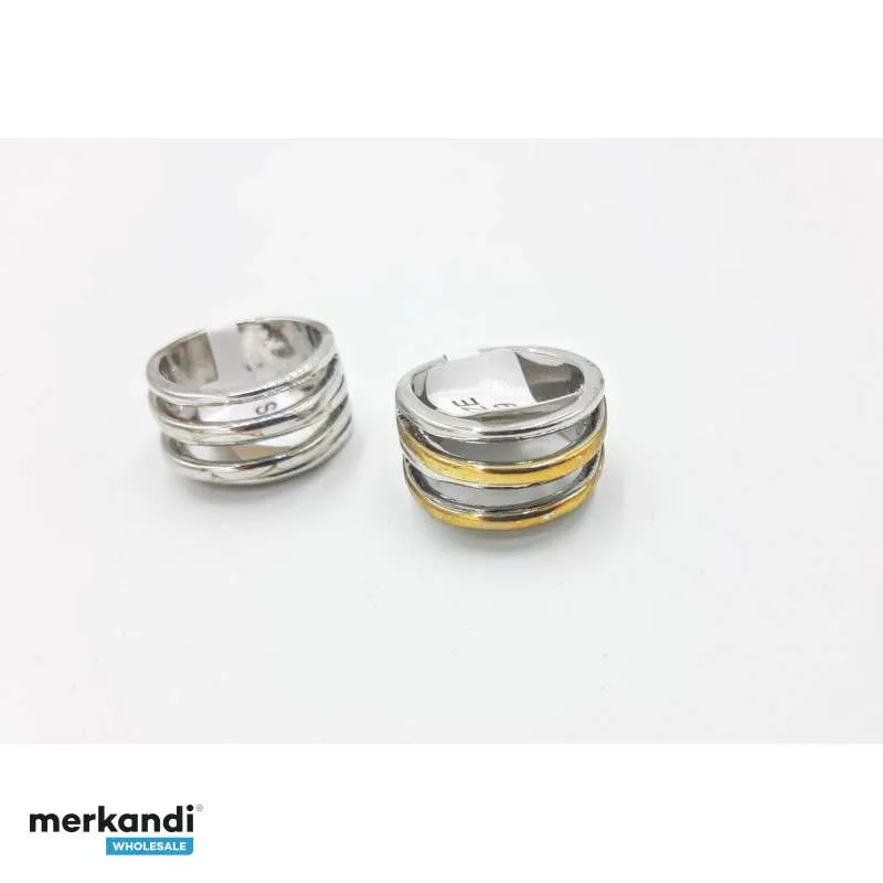 Anillos de acero y rodio diseños surtidos. Mayorista