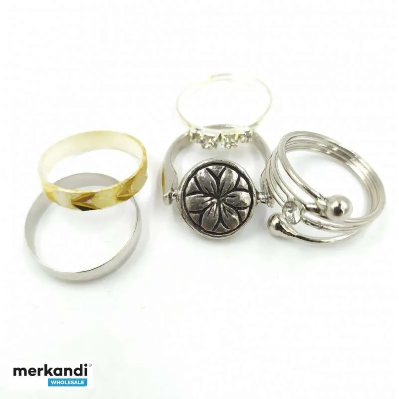 Anillos de acero y rodio diseños surtidos. Mayorista