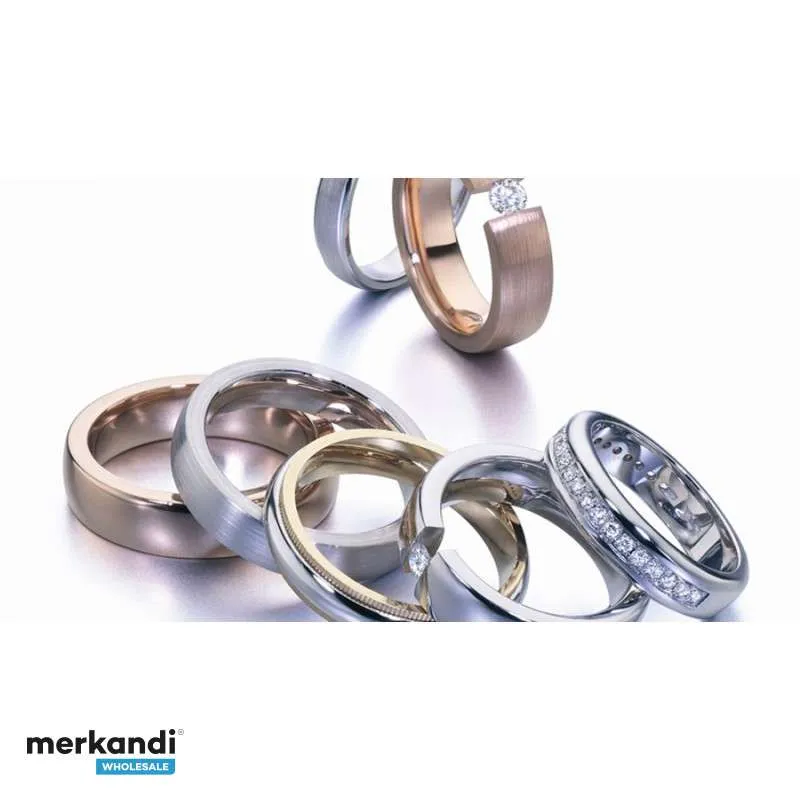 Anillos de acero y rodio diseños surtidos. Mayorista
