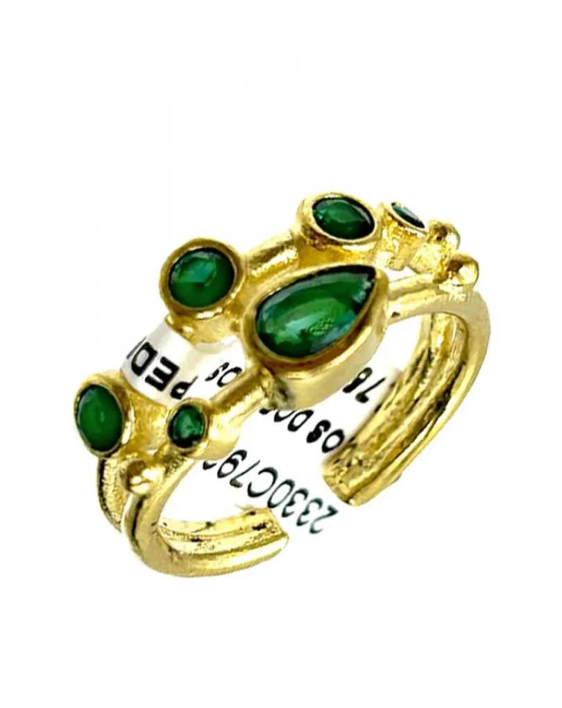 ANILLOS DORADOS Y VERDES PARA MUJER CON PEDRERIA PARA BODAS