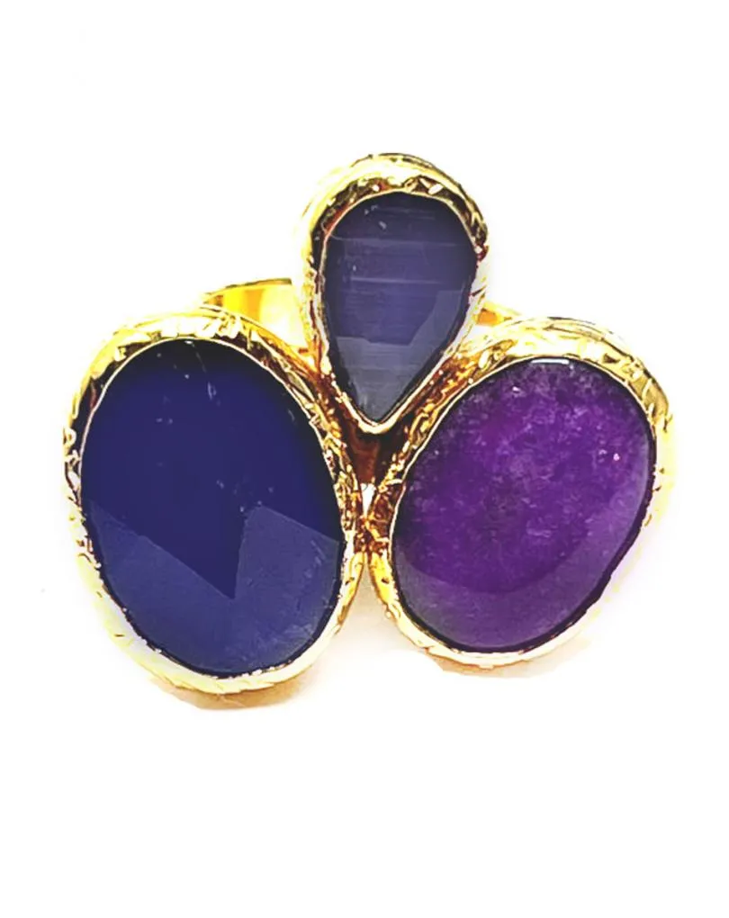 ANILLOS MORADOS Y NEGROS TRICOLOR CON MEDIDA AJUTABLE