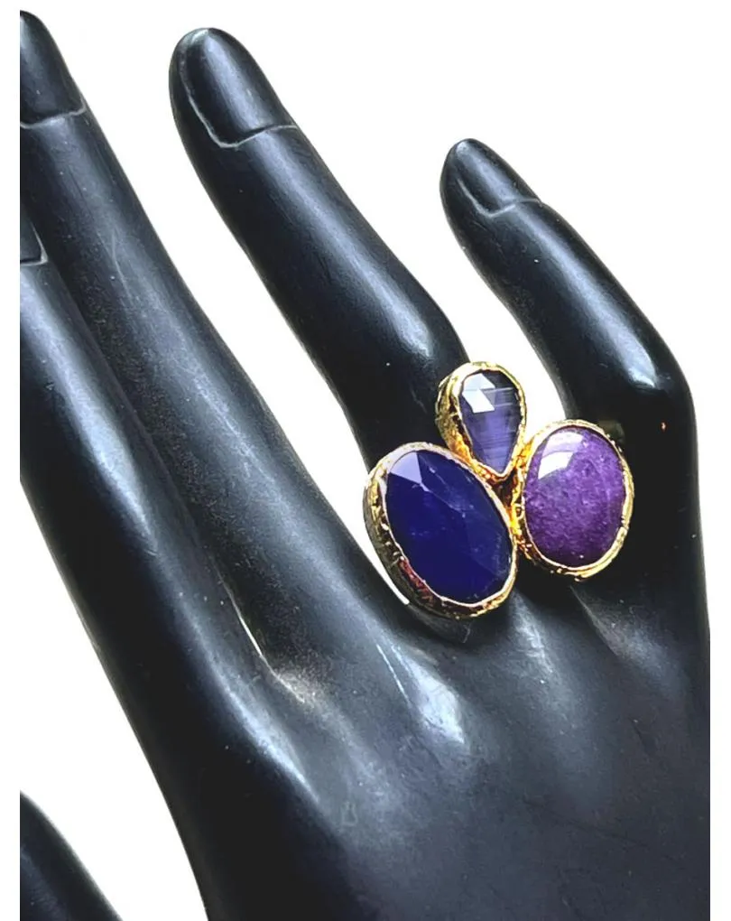 ANILLOS MORADOS Y NEGROS TRICOLOR CON MEDIDA AJUTABLE