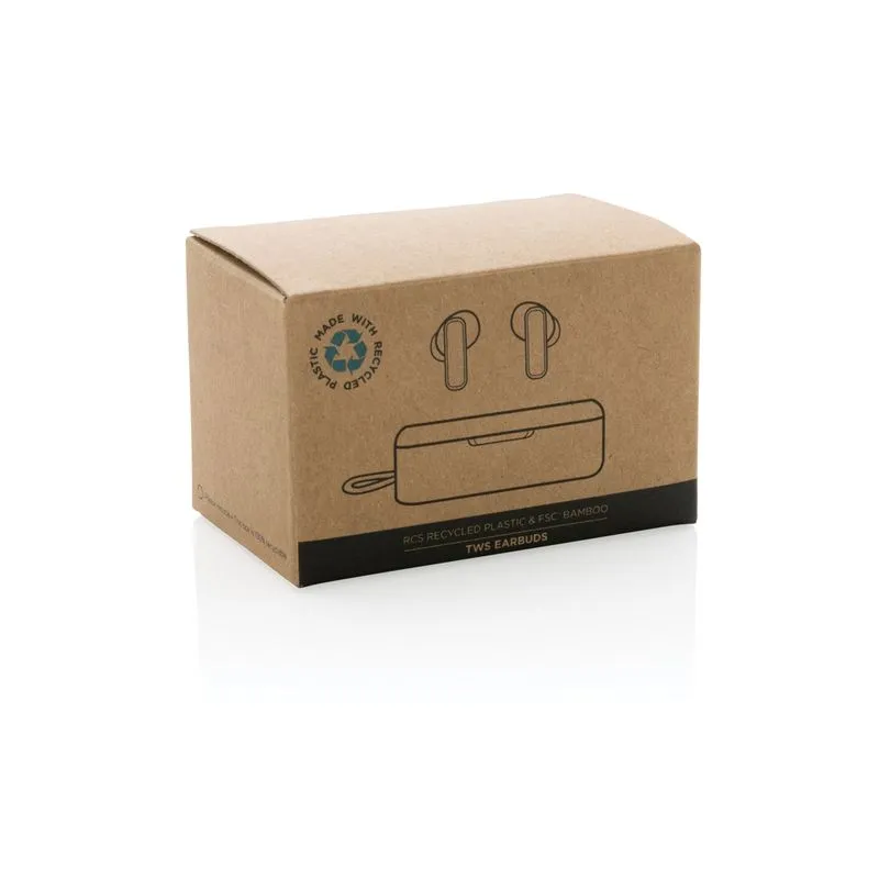Auriculares TWS de plástico reciclado RCS y bambú FSC®