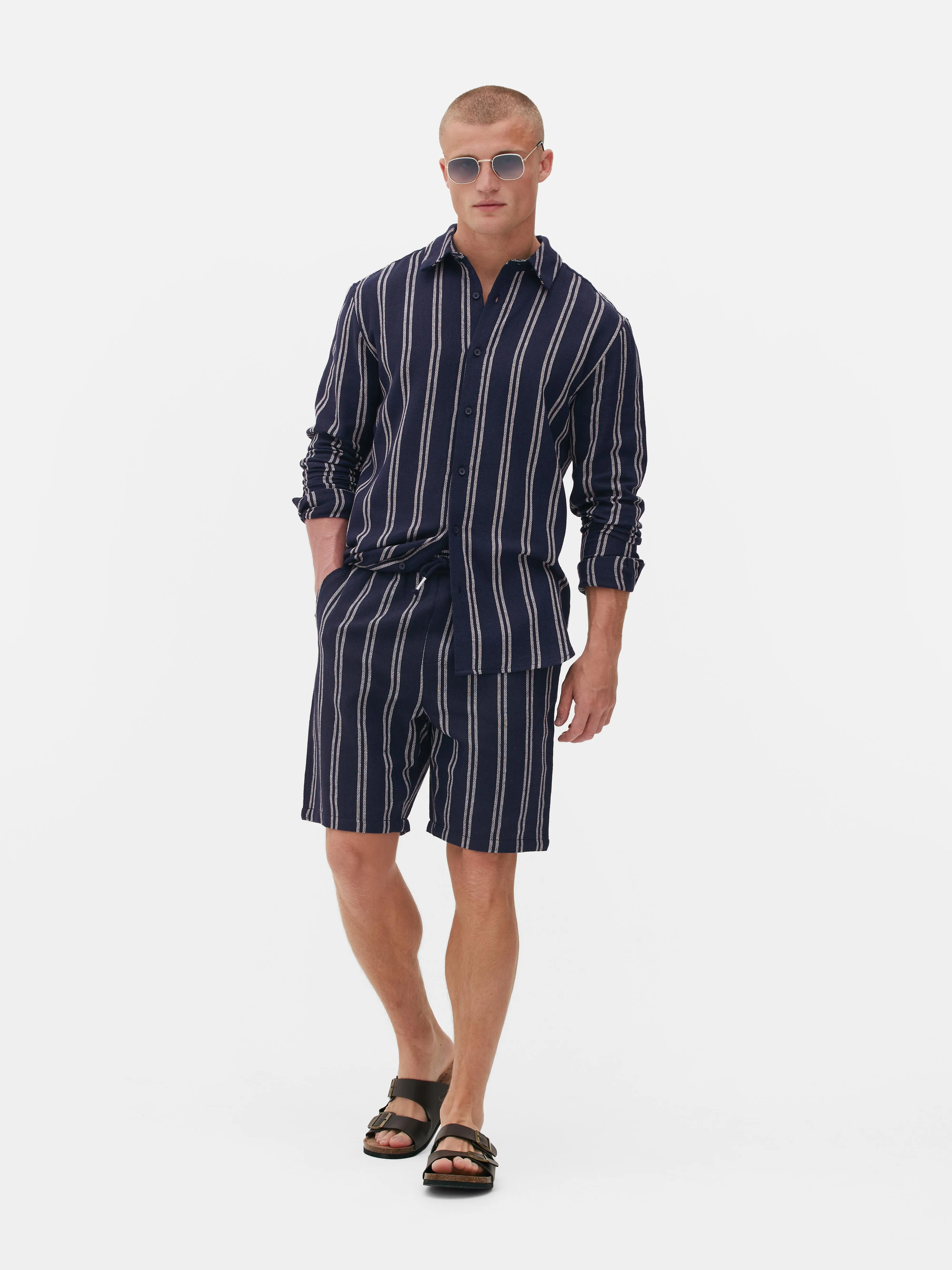 Bermudas con cordón de ajuste y textura (conjunto)