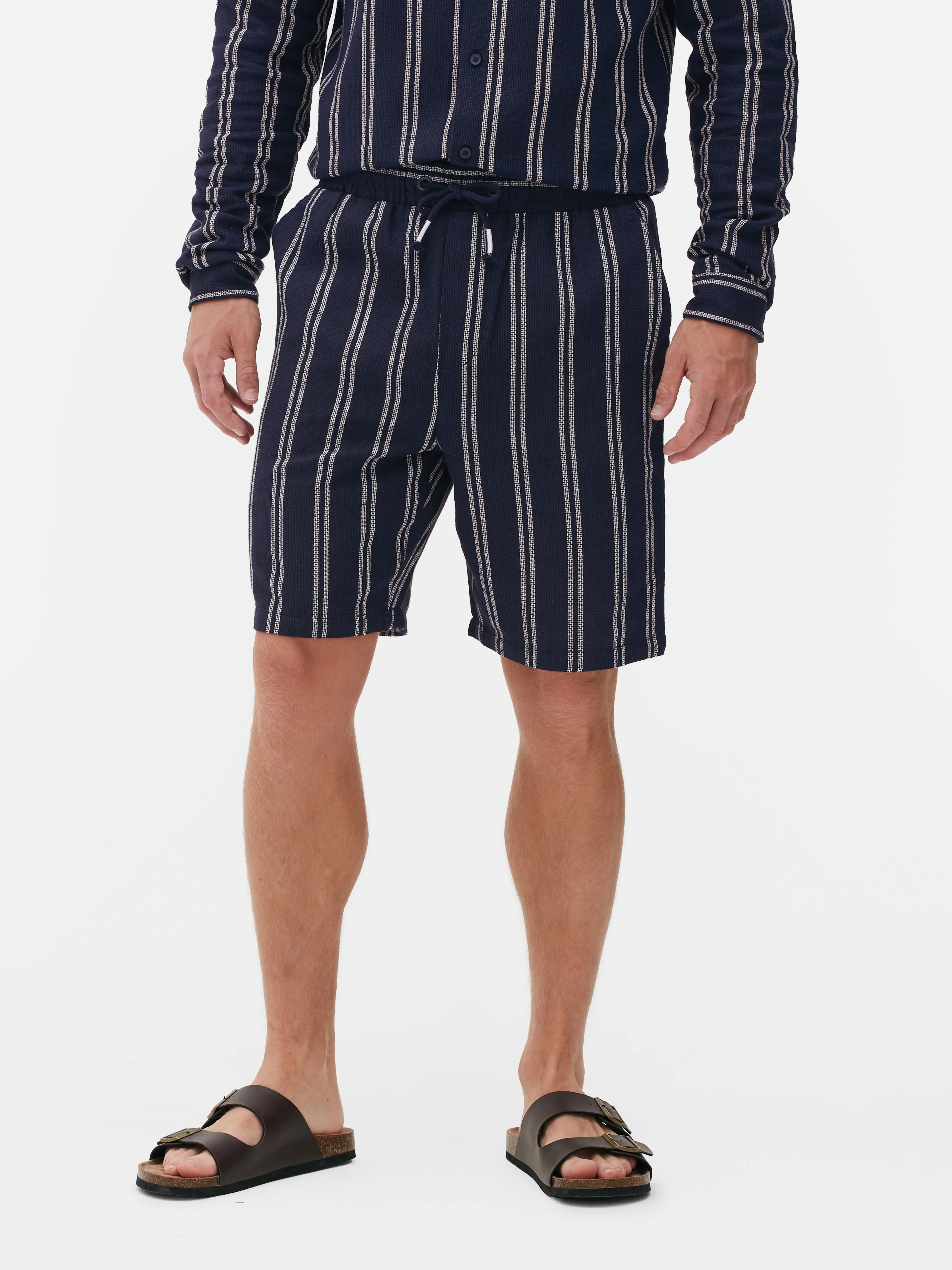 Bermudas con cordón de ajuste y textura (conjunto)