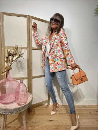Blazer Floral Cruzada LITZA Rosa