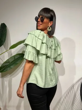 Blusa Bardot Volantes MALLESA Verde