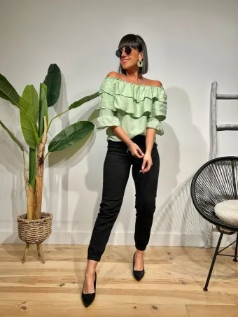 Blusa Bardot Volantes MALLESA Verde