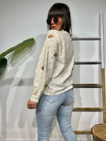 Blusa Bordado Perforado MORELIA Beige