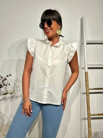 Blusa Popelín Volantes DITTANILA Blanco