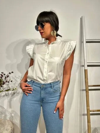 Blusa Popelín Volantes DITTANILA Blanco