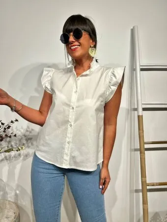 Blusa Popelín Volantes DITTANILA Blanco