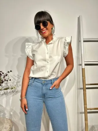 Blusa Popelín Volantes DITTANILA Blanco