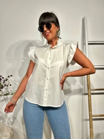Blusa Popelín Volantes DITTANILA Blanco