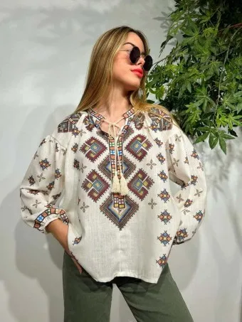 Blusa Rústica Estampada MANIZA