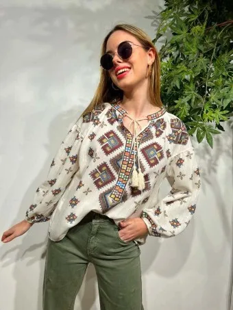 Blusa Rústica Estampada MANIZA