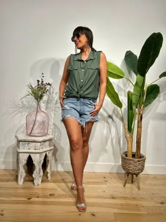 Blusa Trabillas JANISSAY Verde Militar