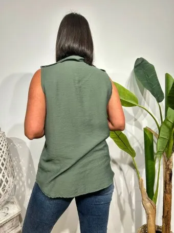 Blusa Trabillas JANISSAY Verde Militar
