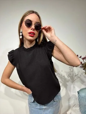 Blusa Volantes VINOLYA Negro