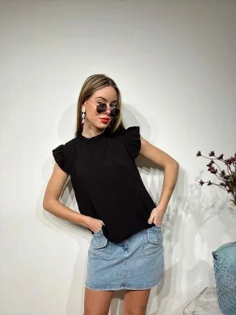 Blusa Volantes VINOLYA Negro