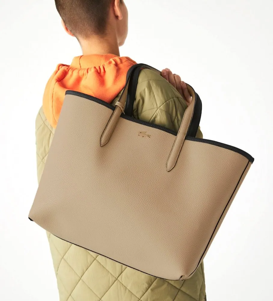 BOLSO ANNA REVERSIBLE BICOLOR BEIGE, NEGRO 35X30X14CM
