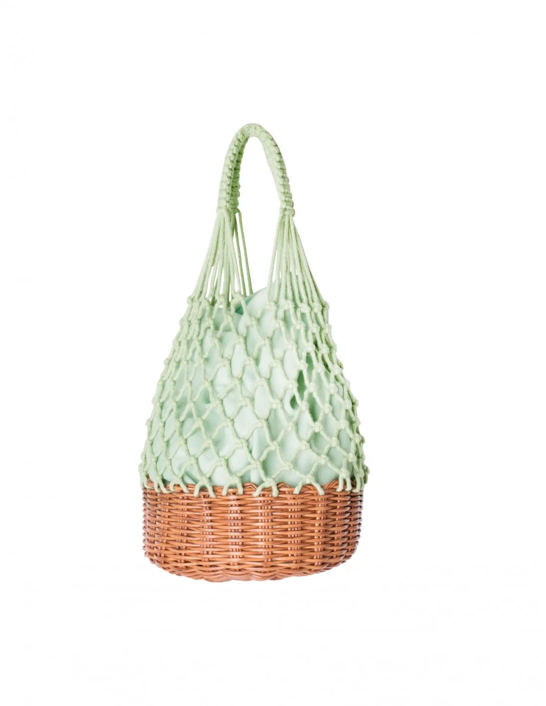 Bolso Mimbre Macramé Verde