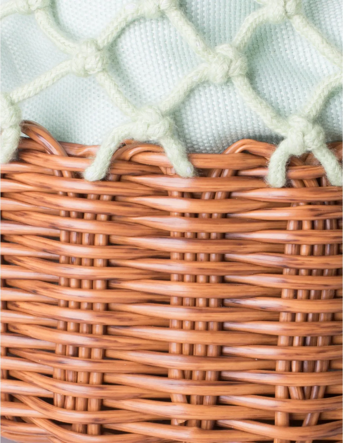 Bolso Mimbre Macramé Verde