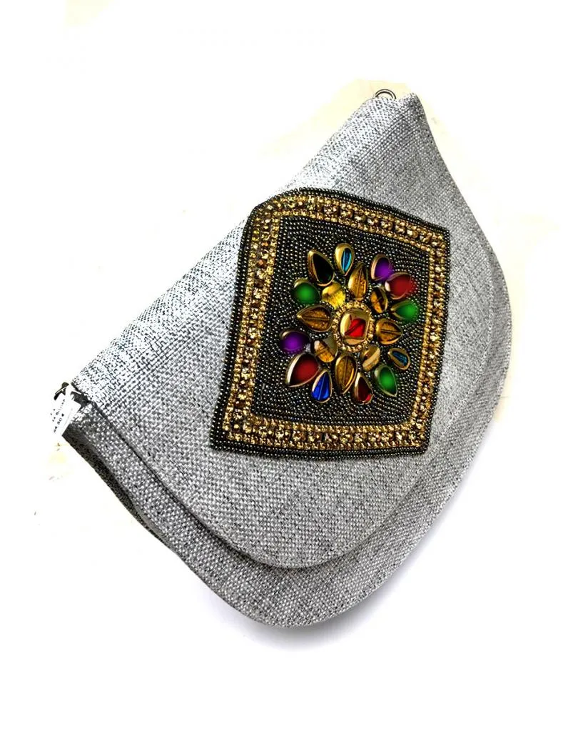BOLSO RAFIA GRIS PARA BODAS DISEÑOS EXCLUSIVOS CON PEDRERIA