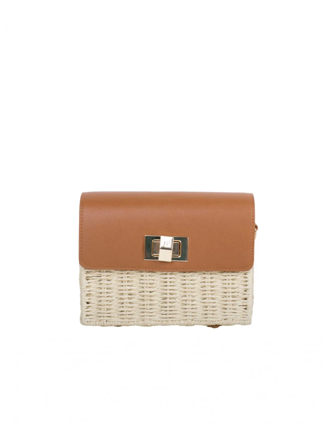 Bolso Rafia Solapa Cuero