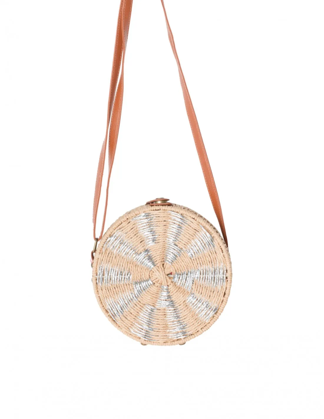 Bolso Rattan Redondo Metalizado