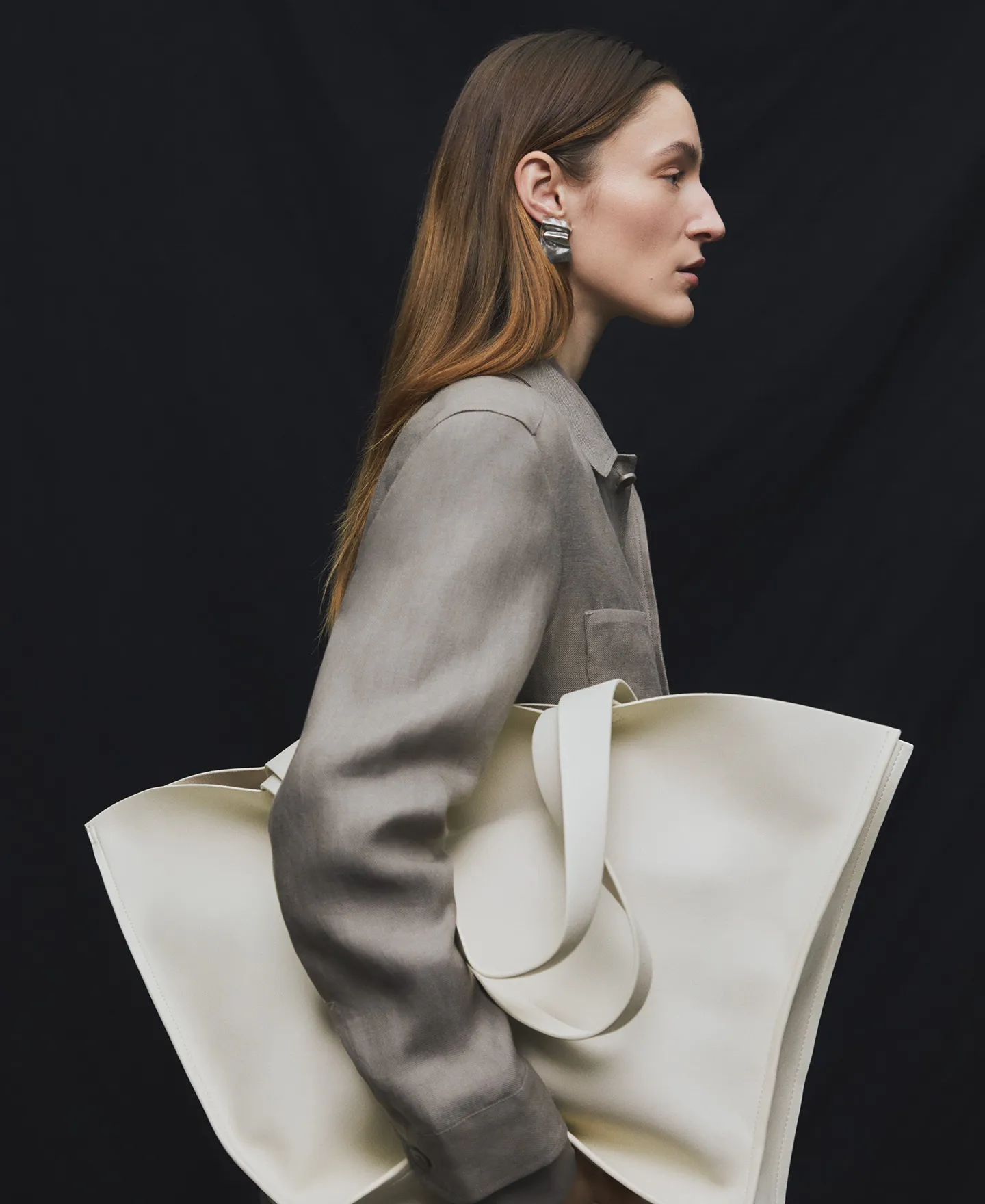 Bolso shopper grande crema mujer