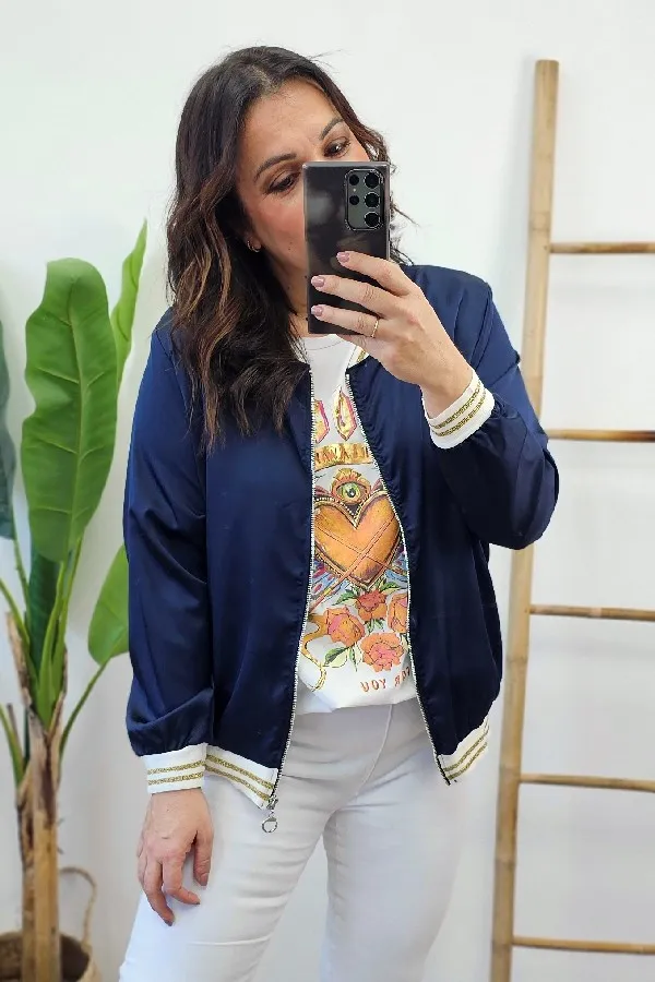Bomber Gold Raso Marino