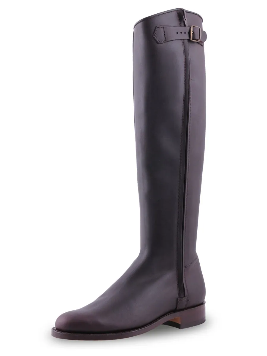 Bota hipica piel marron a medida
