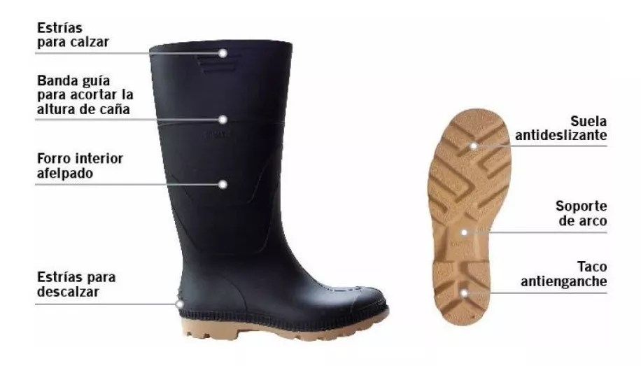 Bota Lluvia Hombre Industrial Larga Impermeable Narvic 601