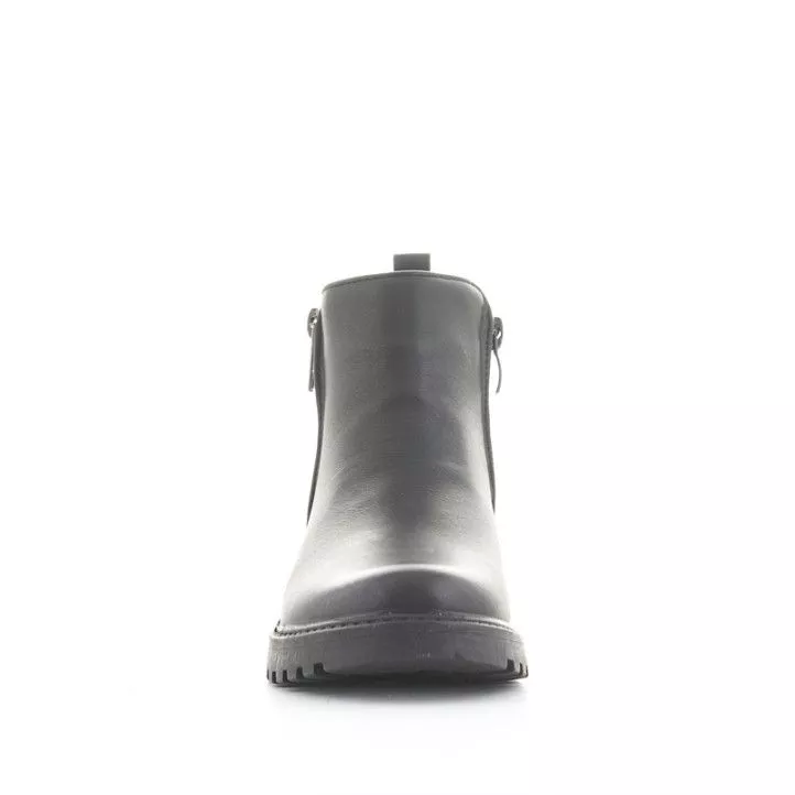 Botines negros con doble cremallera lateral y detalles en la parte trasera