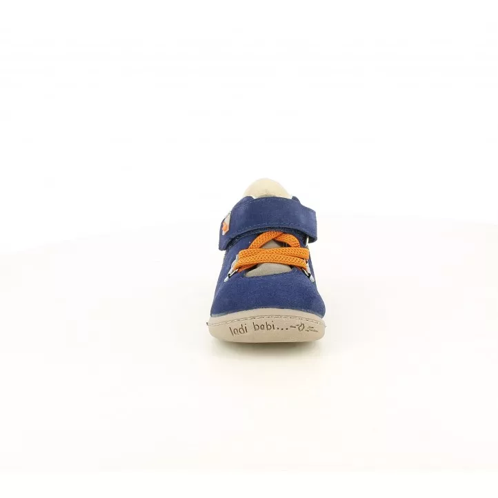 Botines Vul·ladi azules de piel con detalles marrones y naranjas