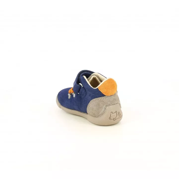 Botines Vul·ladi azules de piel con detalles marrones y naranjas