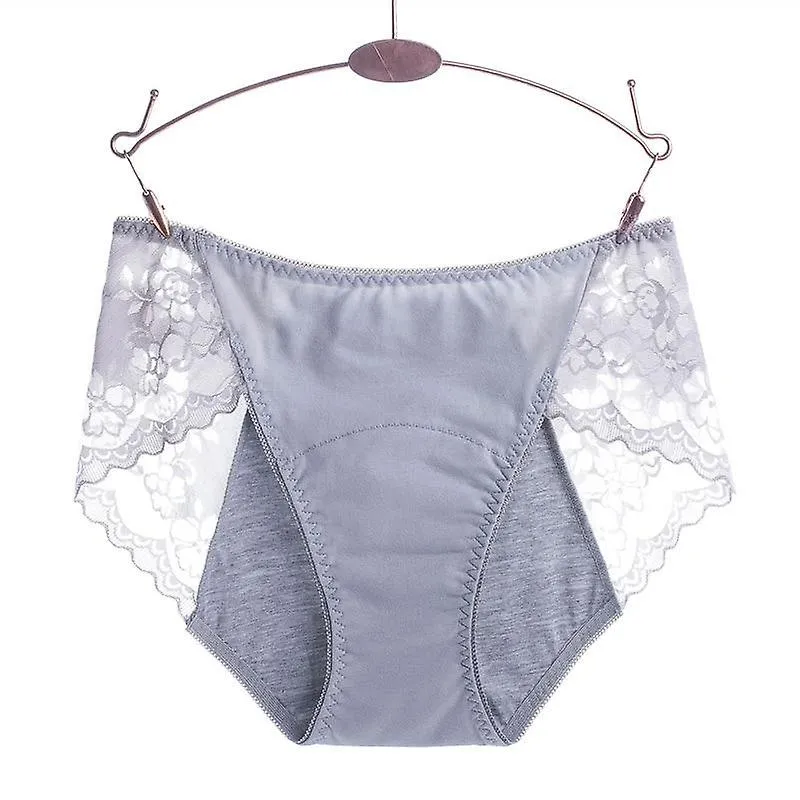 Braguitas de algodón para mujer encaje transpirable Gris