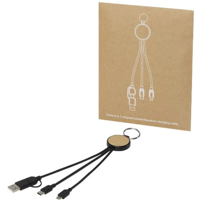 Cable de carga 6 en 1 con llavero personalizado Tecta